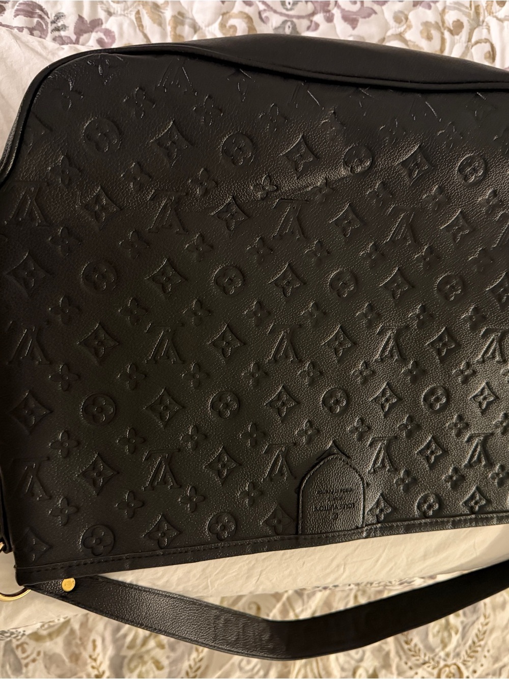 Black Embossed Messenger tote Bag